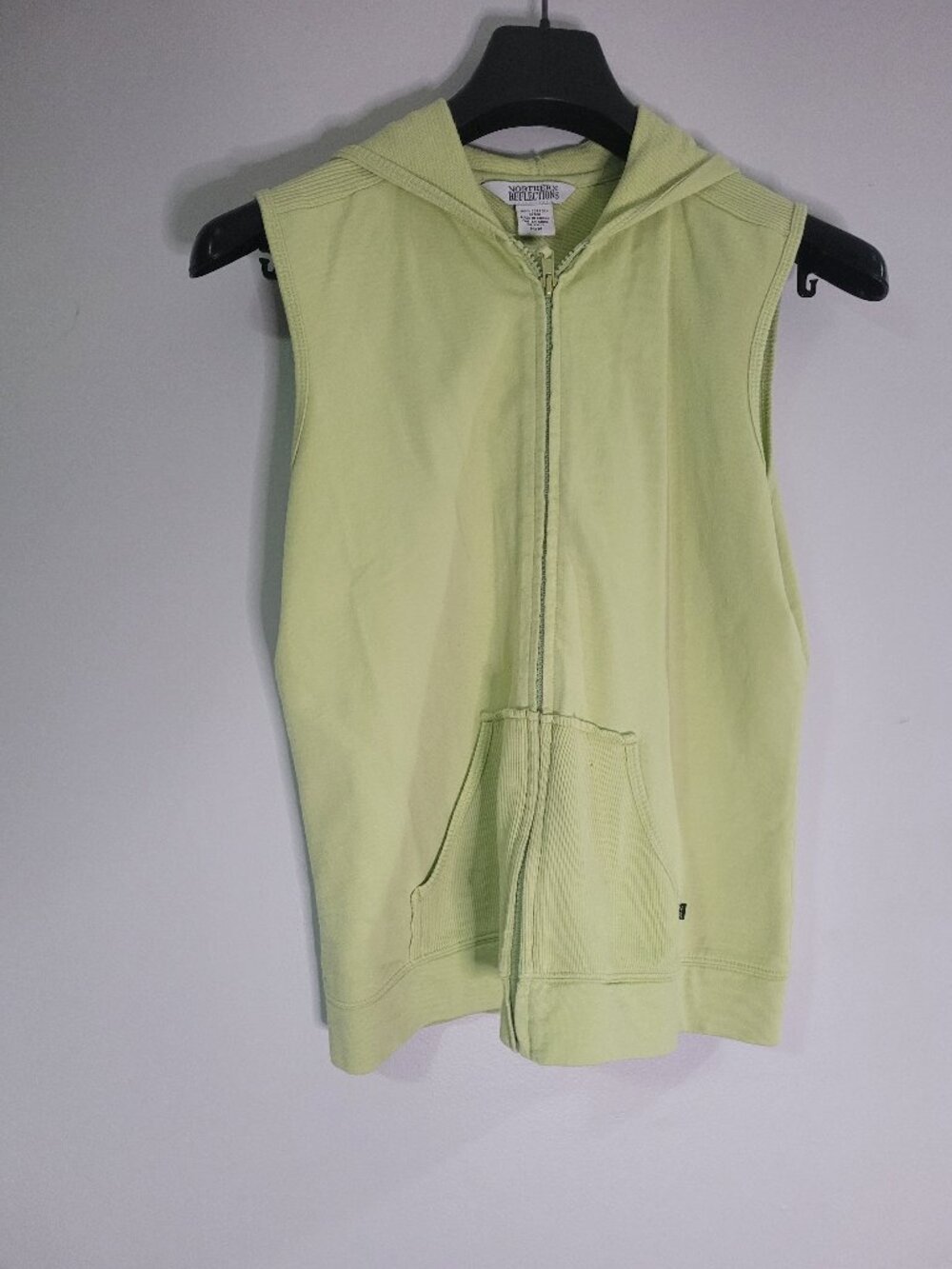 Northern Reflections Women's Sleeveless Zip-Up Hoodie Vest Size M Mint Green